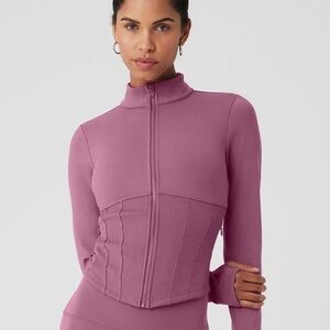 NWT Alo Yoga Airbrush Corset Full Zip Jacket - Size L - Soft Mulberry